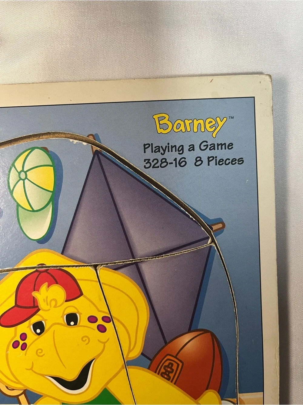 Vintage Playskool 1994 Barney BJ Baby Bop 8 Pc Wooden Tray Puzzle Dinosaur Toy